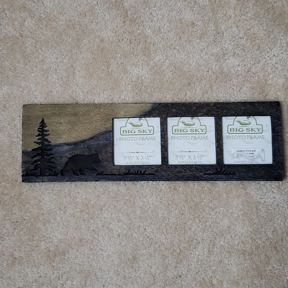 Big Sky Carvers Rustic Black Bear 3 Picture Frame